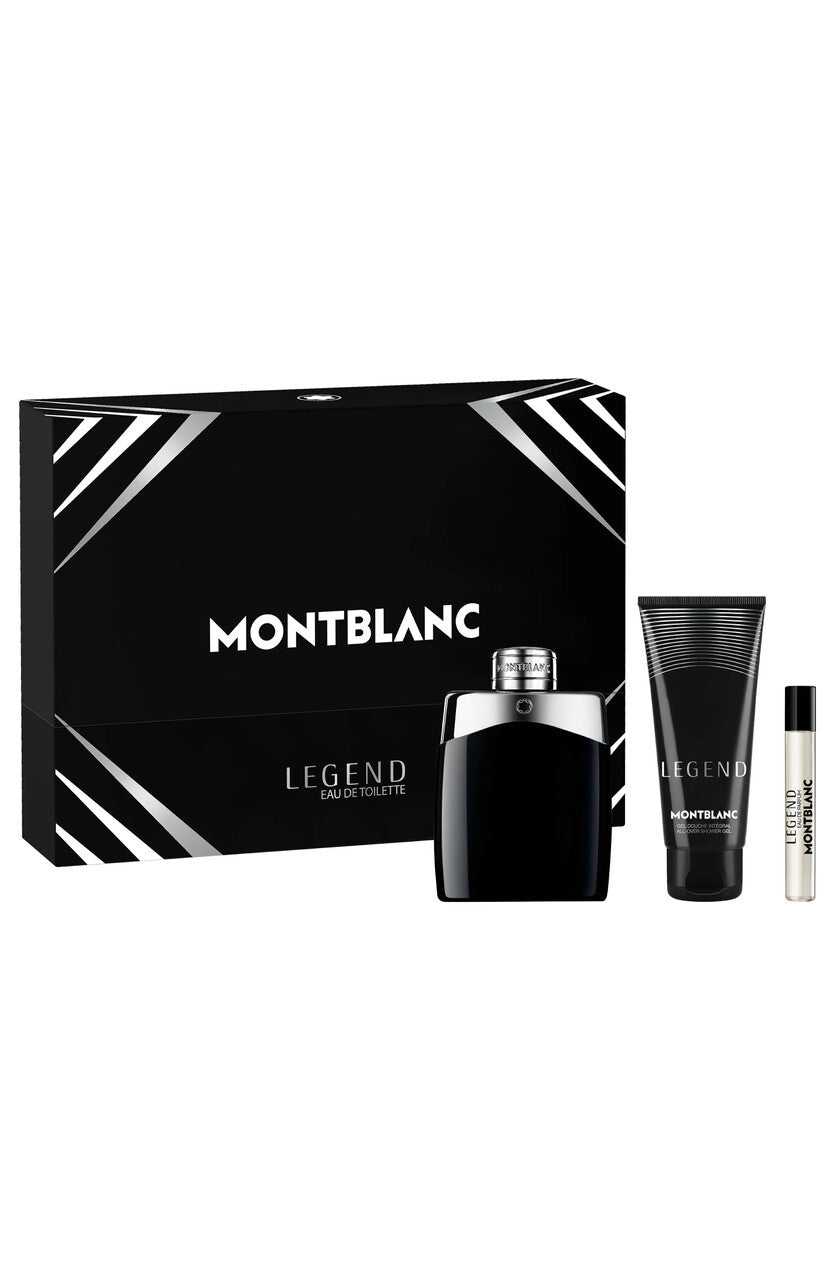 Mont Blanc Legend Gift Set for Men: 3.3 oz EDT Spray + 0.25 oz EDT Spray + 3.3 oz Shower Gel